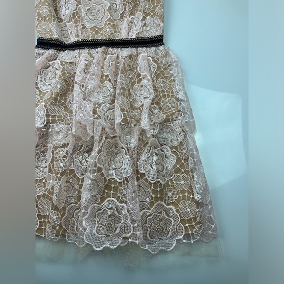 Self-Portrait Starlet Mini Rose Lace Dress N210-36 - Picture 6 of 11